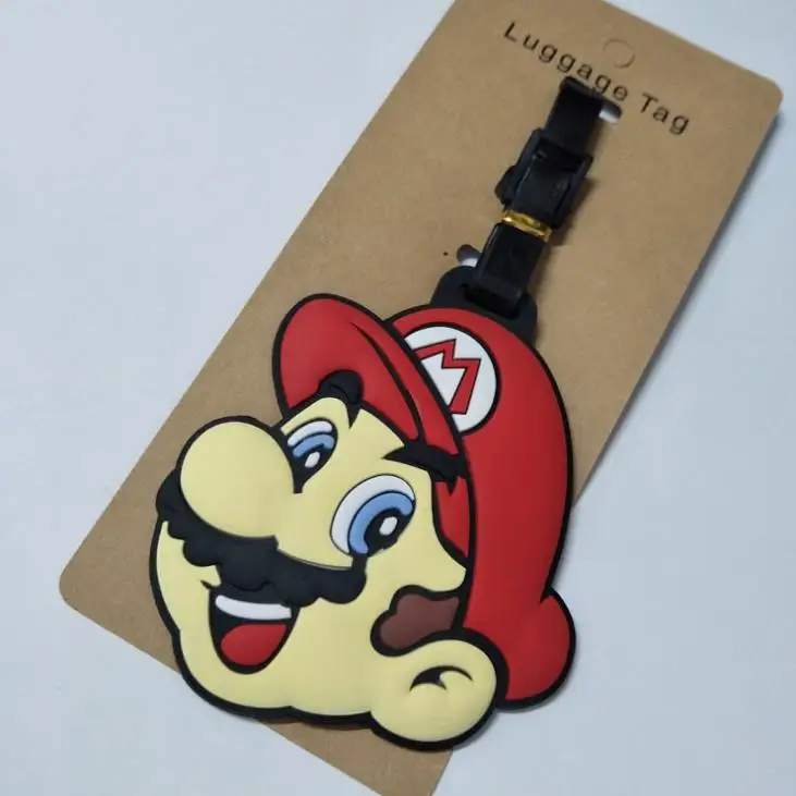 1 Pcs Cartoon Super Mario Bros PVC Cosplay Key Chain Soft Rubber Luggage Tag Boarding Pass Bag Tags Hanging Action Figures