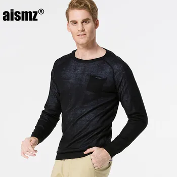 

Aismz 2017 New Fashion Thin Autumn Men Pullovers Sweater Double Inside Long Sleeve Sweater Brand Men's Clothing AZ0006