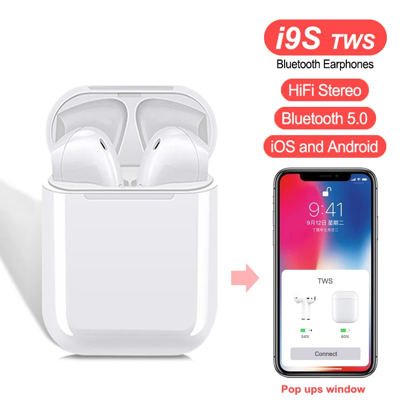 

Bluetooth 5.0 i9S i8X TWS Double Wireless Earphone Portable Headset Earbud With Mic for IPhone X 8 7 Plus For Android Phones