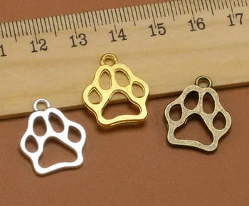 

130pcs Exquisit Bear paw dog footprint charm 20*17mm notebook bag Antique silver gift craft Jewelry earring bracelet necklace