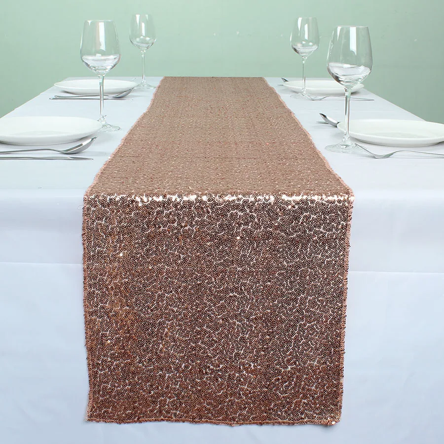 12" x 72" Rose Gold Sequin Table Runners For Wedding Event Party Event