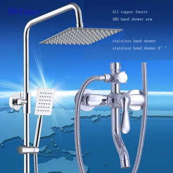 

Dofaso stainless bath shower set faucet Bathroom Rainfall body Shower Faucet Set Mixer Tap With Hand Sprayer Wall Mounted chrome