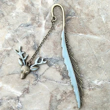 Закладка-перо в виде головы оленя, линейка в подарок для детей и студентов, школьные принадлежности