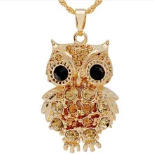 New Brand Charms Owl Necklaces&Pendants Vintage Crystal Gem Cubic Zircon Diamonds Gold Long Chain Necklace Women Jewelry