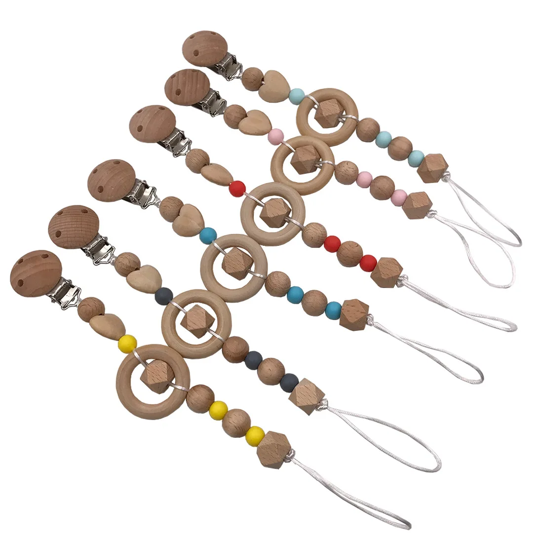 

Baby Pacifier Chain Wood Clips Nipples Baby Dummy Holder Soother Chain Baby Feeding Part attache sucette