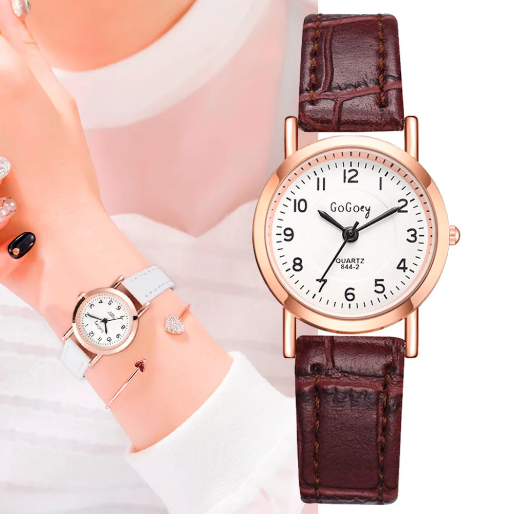 

Leisure Woman Clock Woman Watch Luxury Retro Leather Bracelet Ladies Numerals Small Dial Female Watch For Student Reloj Mujer &A