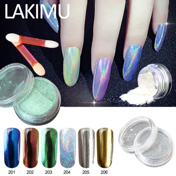 

LAKIMU Nail Glitter Semi Permanent Nail Shining Ultra-thin Holographic Laser Chrome Pigment Gel Glitter Powder Manicure Nail Art