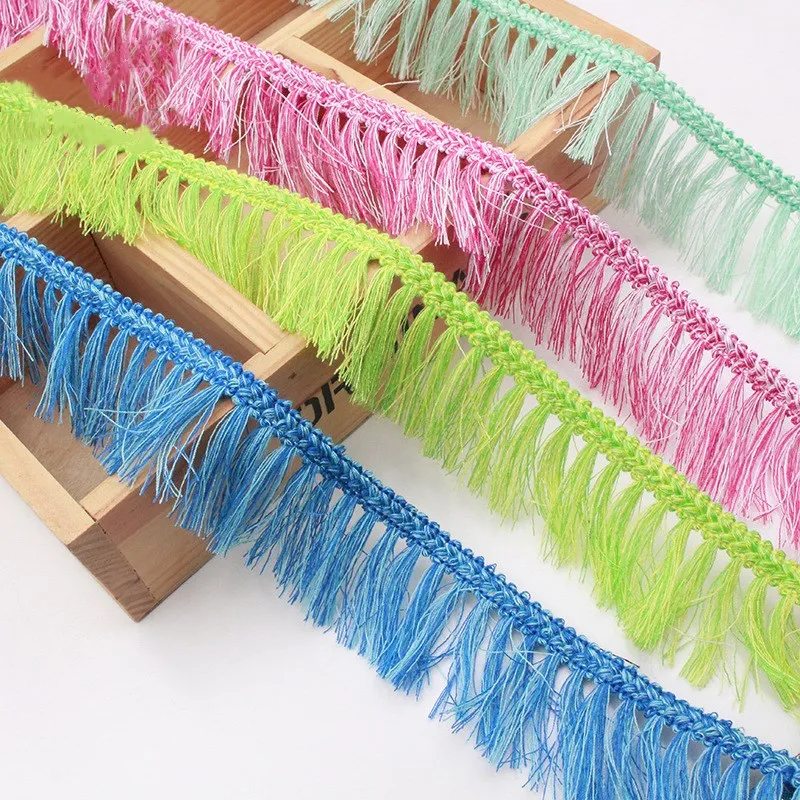 Polyester Fringe Lace Tassel 4cm Multicolor Handmade Fringes Trim
