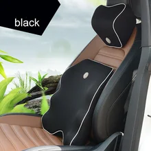Lumbar Support for Office Chair Car Seat Headrest Pillow Auto Back Cushion Seat Supports Cushion Memory Cotton Car Pillows Black