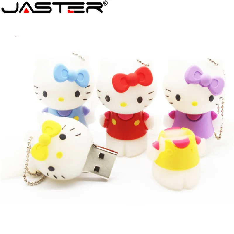 JASTER милый hello kitty USB флеш-накопитель 8 ГБ 16 ГБ 32 ГБ 64 ГБ 4 ГБ Флешка USB 2,0 U диск