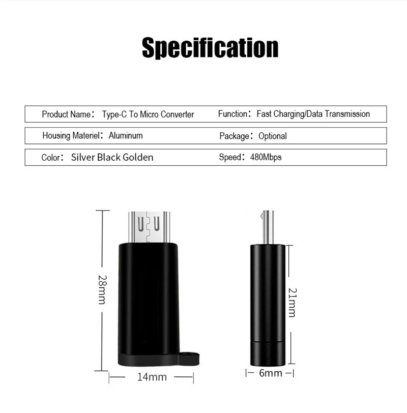 Thbelieve Type C Micro USB Adapter Charge Data Transfer USB C To Micro USB Adatores With Keychain USB-C Female To Micro Adaptor (10)