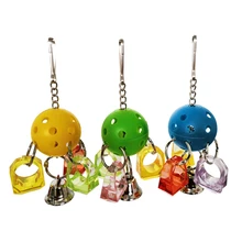 Игрушка для жевания домашних животных красочная игрушка для птиц пластиковая шаровая цепь жевательная игрушка вращающееся кольцо с изображением лошади мяч для попугая