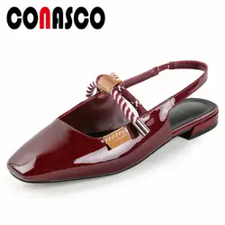 CONASCO/Брендовые женские туфли-лодочки на толстом каблуке с пряжками, милые вечерние туфли мэри джейн из лакированной кожи, женские