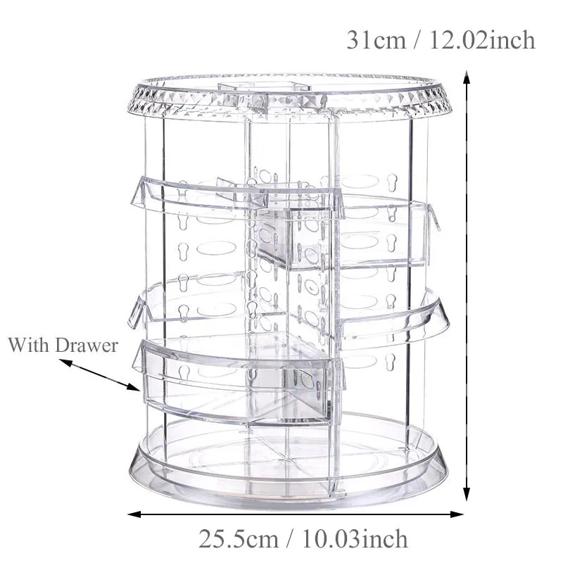 Большая Настольная коробка для хранения косметики, креативный DIY, вращающийся на 360 градусов, прозрачный акриловый Органайзер для макияжа, ящик для хранения ювелирных изделий - Цвет: 1
