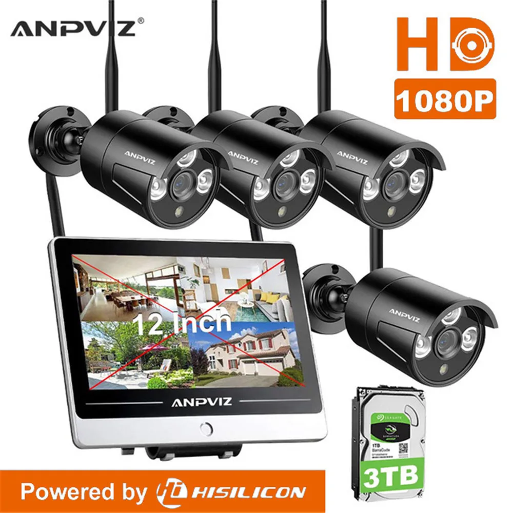 4ch 1080P WiFi wireless NVR kit with 12 inch LCD Screen font b Outdoor b font