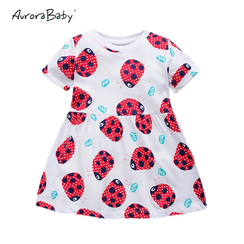 2018 Girls Animal Pattern Dresses Girls Summer Cotton Print Floral