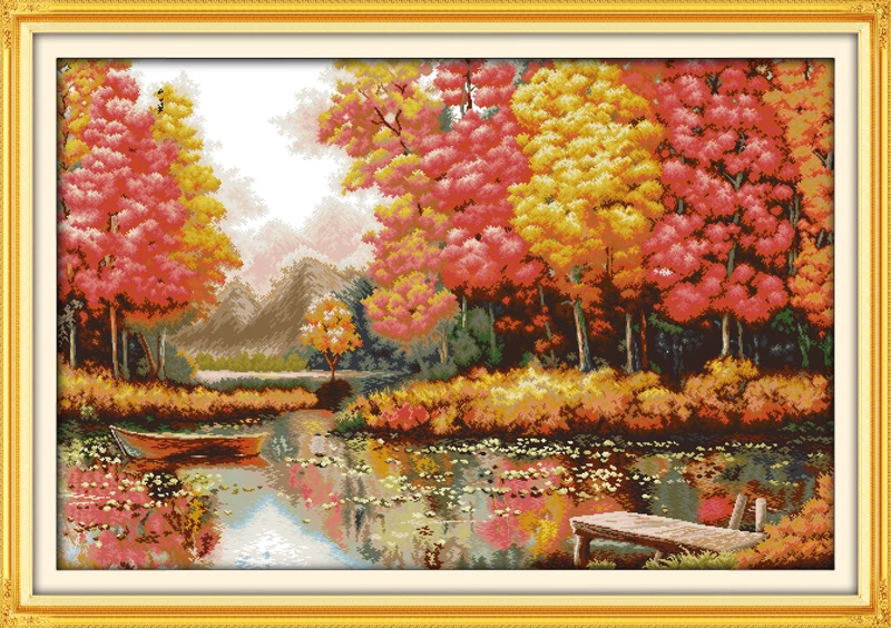 

Golden time(4) Counted Cross Stitch 11CT Printed 14CT Set DIY Chinese Cotton Cross-stitch Kit Embroidery Needlework
