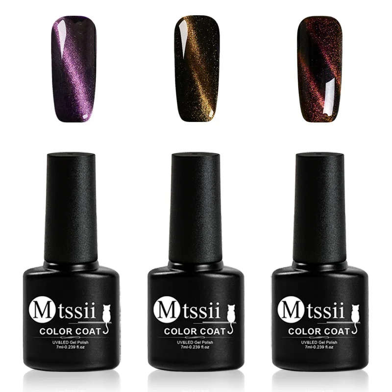 

Mtssii 3Pcs/set Holographic Magnetic Gel Magnet Cat Eye Laser Nails Gel Polish Soak Off UV LED Varnish Nail Art Lacquer
