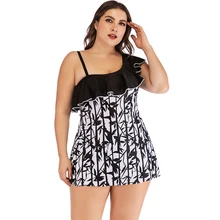 Плюс размер 5XL купальники женские Танкини с цветочным рисунком принт Maillot De Bain сексуальный Летний Пляжный Купальник большого размера s пуш-ап