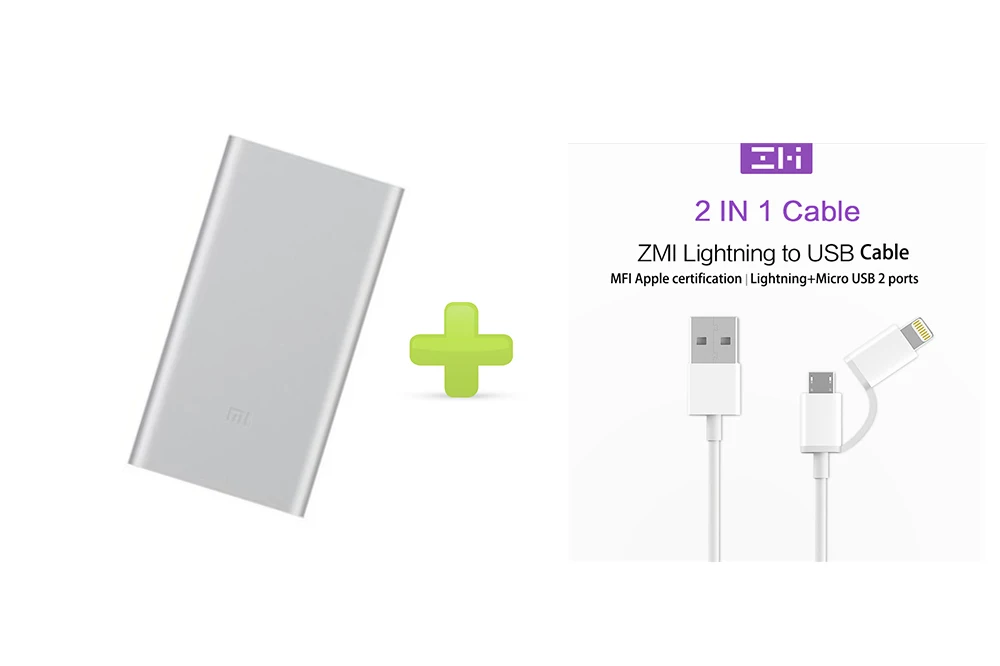 10000mAh Xiaomi power Bank 2 Быстрая зарядка Внешняя батарея Поддержка 5 V/9 V/12 V Макс 15W для мобильных телефонов Android и iOS - Цвет: add ZMI 2 in 1