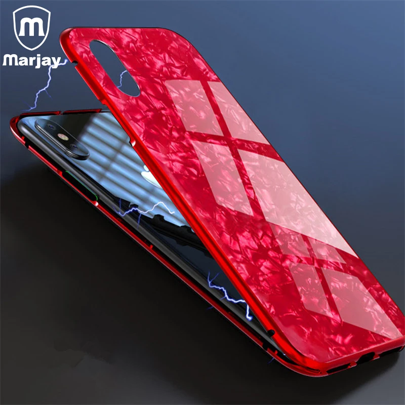 Марджей чехол для iPhone 7 8 плюс X Mangetic адсорбции блестящий в виде ракушки