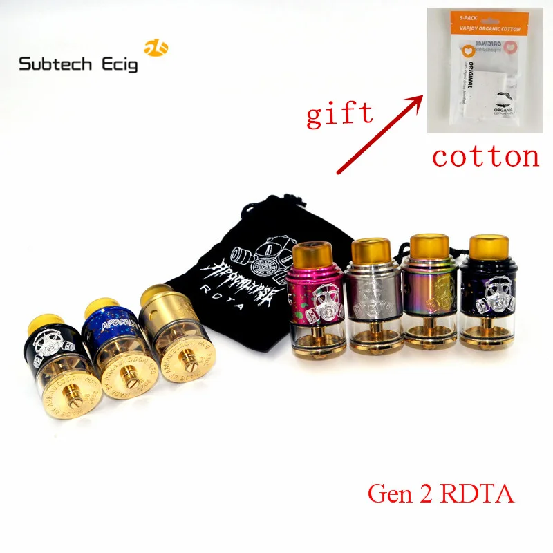 

Subtech ecig Shop GEN 2 RDTA Rebuildable Tank Atomizers Huge Vape With Wide Bore 810 Drip Tip 24mm 7 Colors Fit 510 E Cigarette