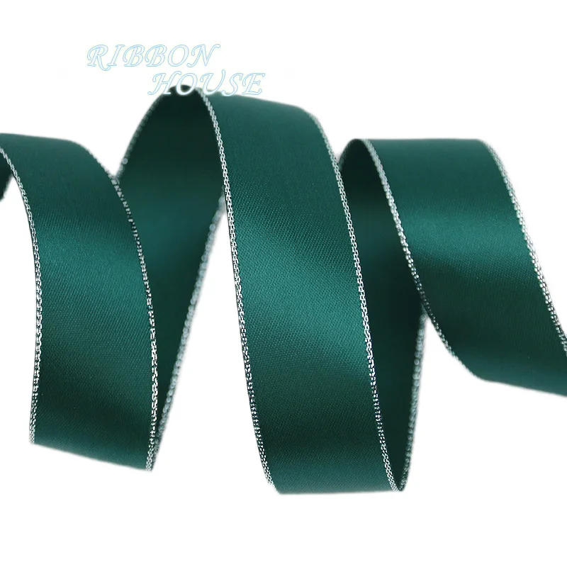 10 ярдов/партия) белая Серебряная двухсторонняя сатиновая подарочная лента свадебные ленты - Цвет: Зеленый