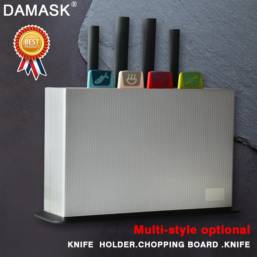 

Damask Kitchen Set Plastic Cutting Chopping Board + Knives Set + ABS Holder Fruit Vegetable Cutting Board 4 Colors Cooking Tools