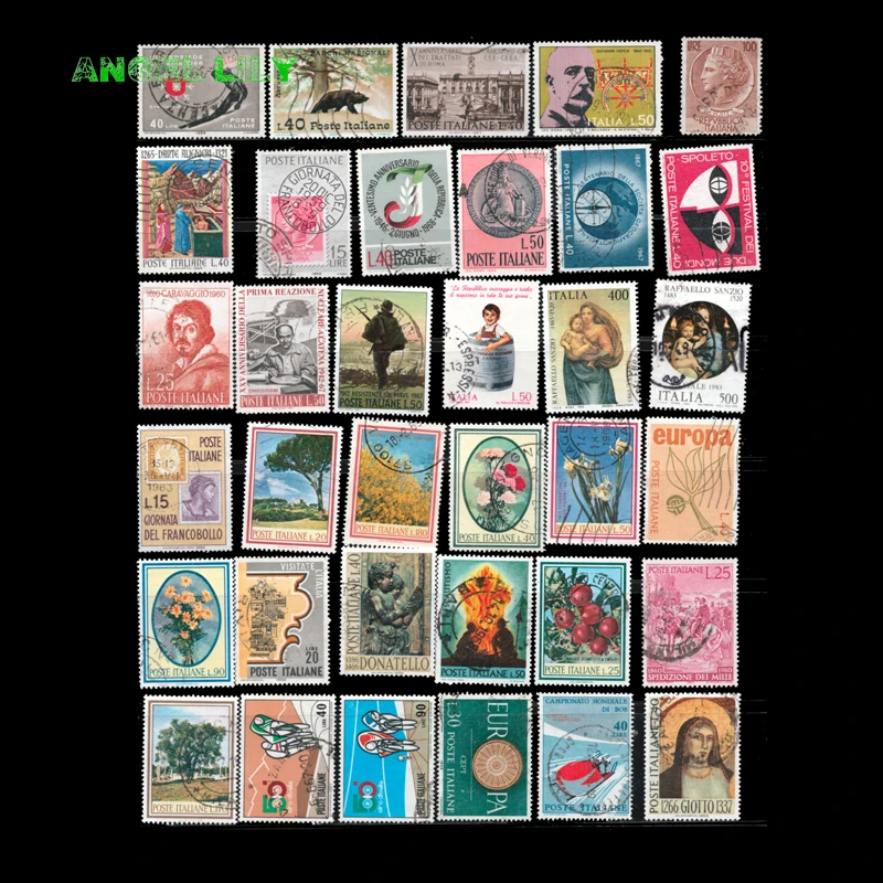 48 PCS/Lot Italian Postage Stamps With Post Mark For Collection