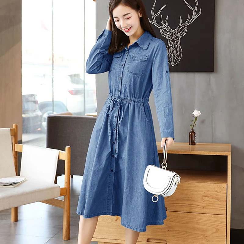 denim tea dress