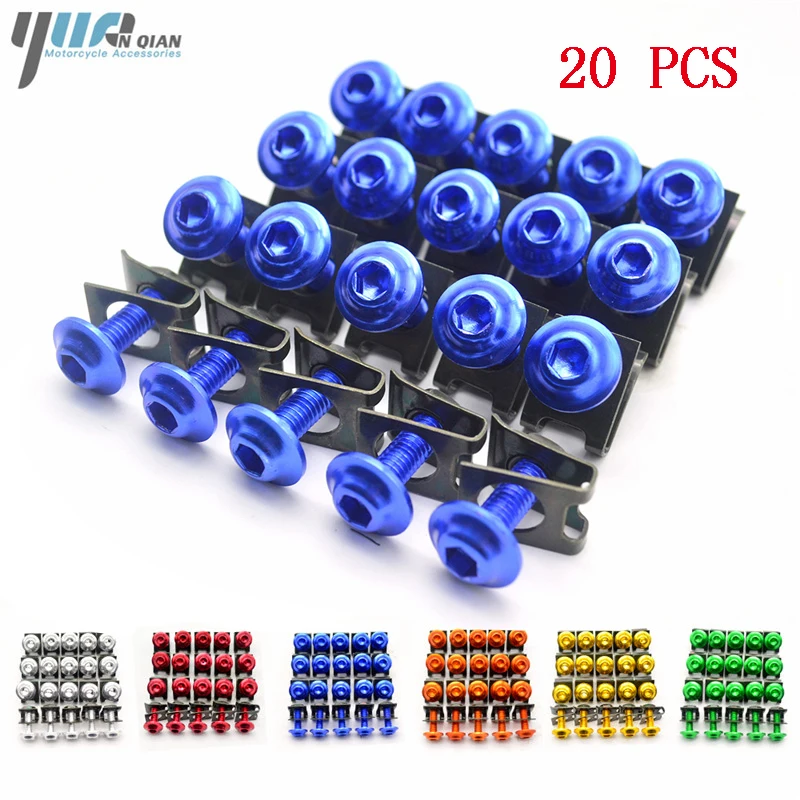 

20 PC Motorcycle Accessories M6 Fairing Bolts Spire Speed Fastener Clips Screw For KTM KAWASAKI Yamaha XJ6 MT 03 07 R6 TMAX XMAX