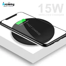 Ascromy 15 Вт Быстрое QI Беспроводное зарядное устройство для huawei P30 Pro mate 20 Pro Xiaomi samsung Galaxy S10 Plus iPhone Индукционная зарядка
