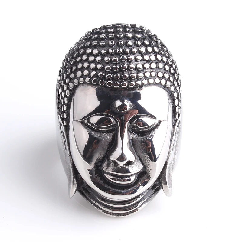 

casting Buddhism Head portrait 316L Stainless Steel finger rings for men women wholesale