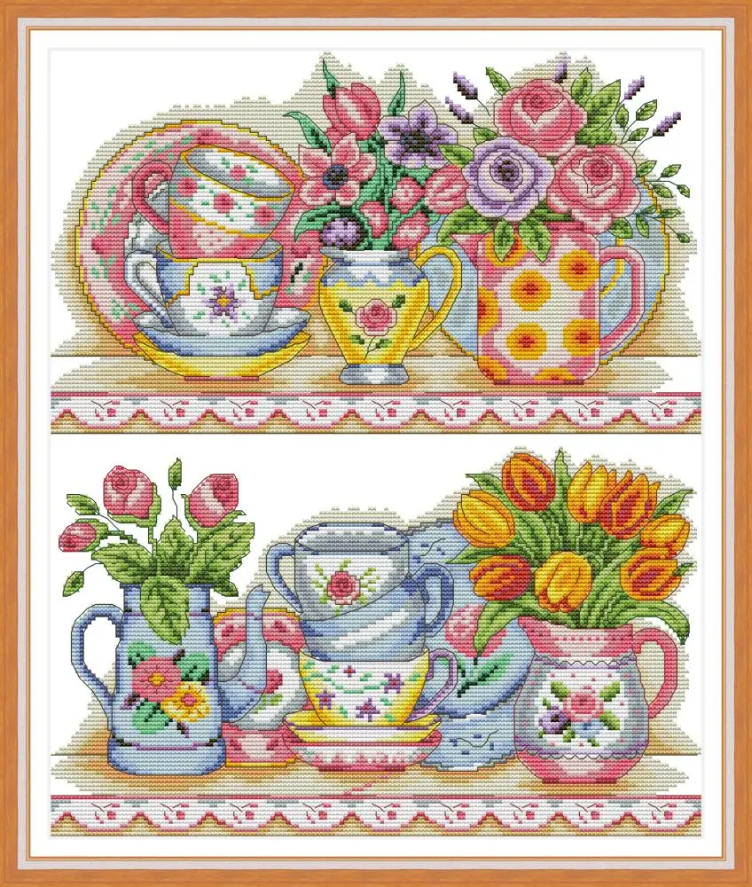 

The vase on the shelf cross stitch kit aida 14ct 11ct count print canvas cross stitches needlework embroidery DIY handmade