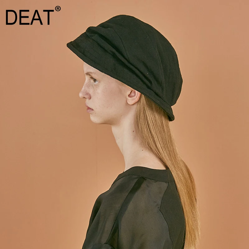 

[DEAT] 2019 New Spring Summer Round Dome Black Fold Split Joint Temperament Fishermen Hat Women Fashion Tide All-match JU54