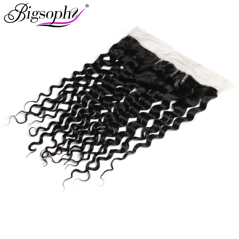 Bigsophy Malaysian Deep Wave Closure 13x4 Human Hair EarTo Ear Lace Frontal Closure Human Remy Hair 8\