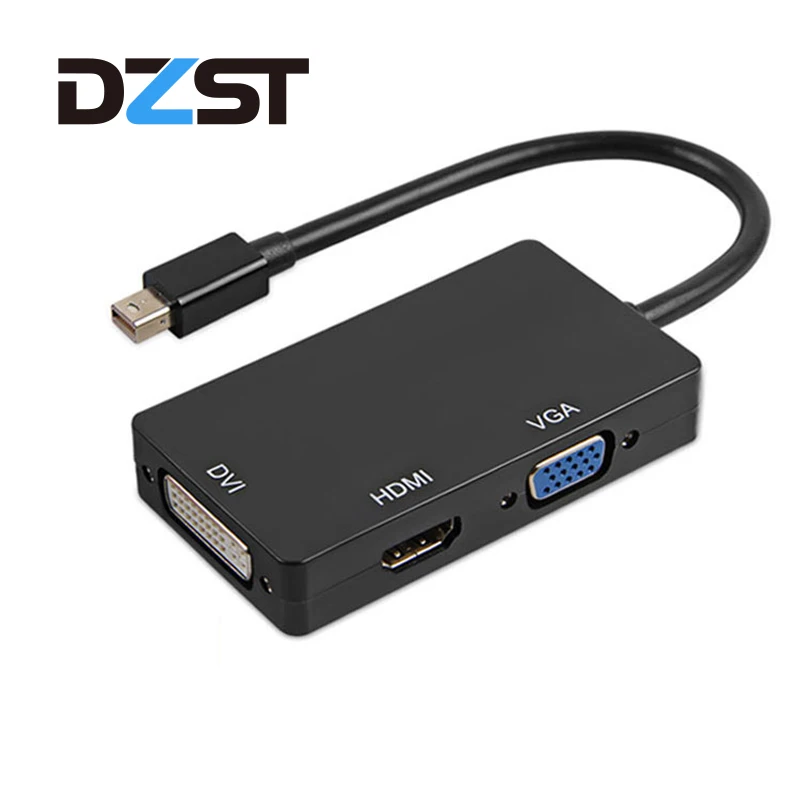 DZLST Mini DP к HDMI DVI VGA адаптер 3 в 1 концентратор Mini DisplayPort 1080P видео адаптер конвертер для iMac Apple MacBook Pro Air