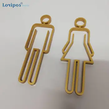 

ABS Toilet Symbol Adhesive Backed Bathroom Toilet Door Sign for Hotel,Office,Home,Restaurant (Gold)