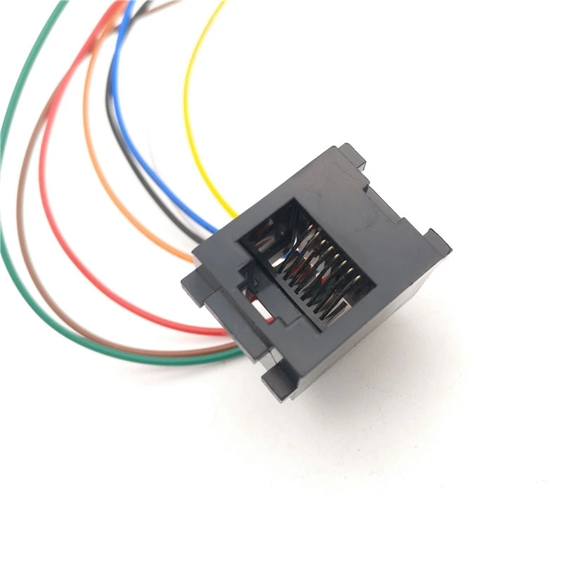 

100pcs/lot 8 Pins RJ45 PCB Mounting Type RJ11 8P8C Modular Telephone Adaptors Connectors Jack with cable 641D-8P8C 150mm Length