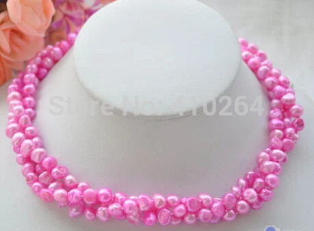 Бесплатная доставка $ wholesale_jewelry_wig бесплатная 3 ряда 17 &quot8 мм эффектный розовый