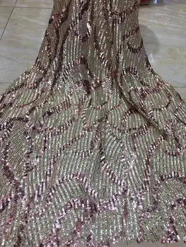 

High Quality Sequence Lace Fabric Fashion Organza Lace Fabric 2019 African Lace Fabrics with Sequins for Party Dress