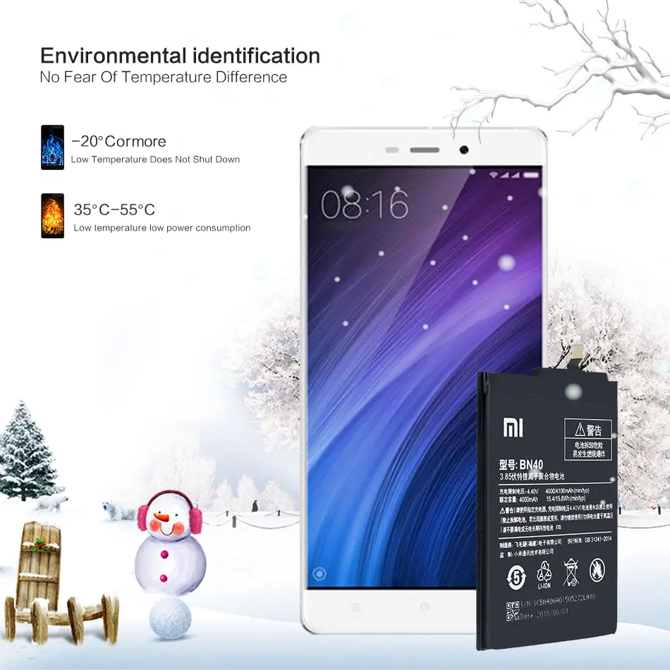 Xiao mi аккумулятор BN40 4100 мАч для Xiaomi Redmi 4 Pro Prime 3G ram 32G rom Edition запасные аккумуляторы для телефонов