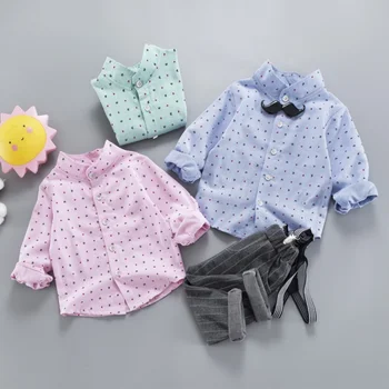 

Autumn Boy Clothing Sets Infant Baby Clothes Suits Lapel Shirt Grid Pants Gentleman Style Kid Child Clothes Suits
