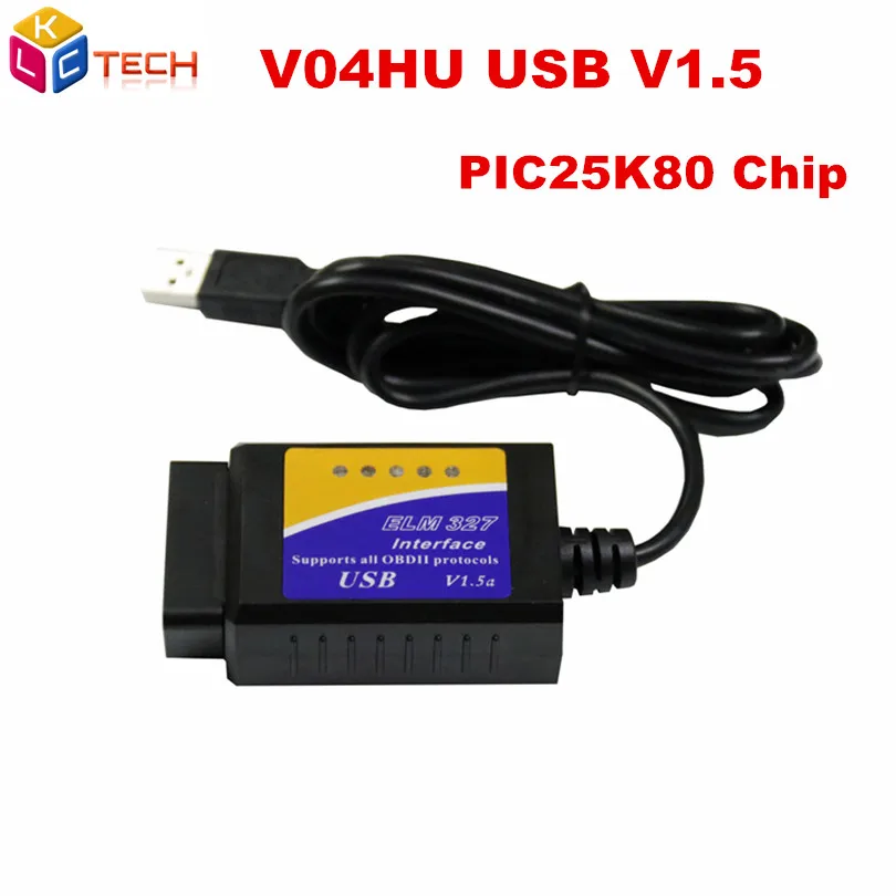 100pcs/lot V04HU/V04HU 1 USB ELM327 PIC25K80 Chip USB EML 327 V1.5 ODB2