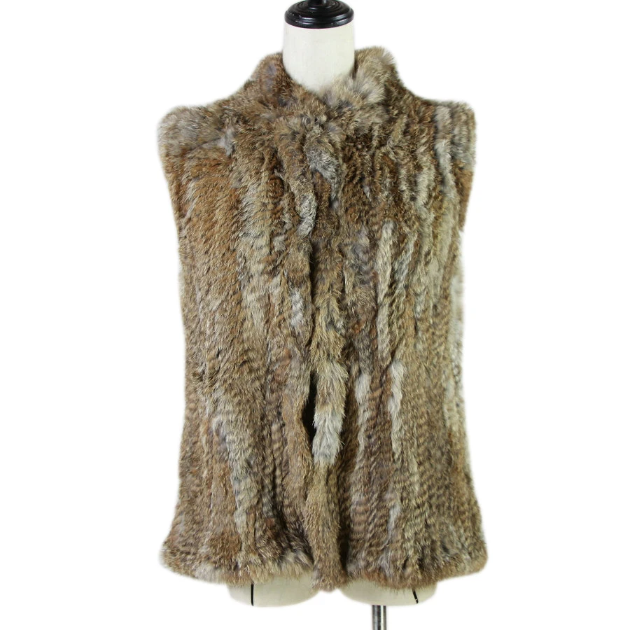 17 colors woman girl real rabbit fur vest jacket spring winter warm genuine rabbit fur knit coat vest black beige