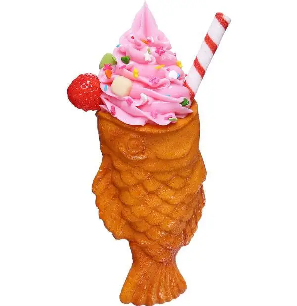 

Simulation Ice Cream Fish Taiyaki Food Model; Snack cone ;Fake Fish Waffle Sample for window display
