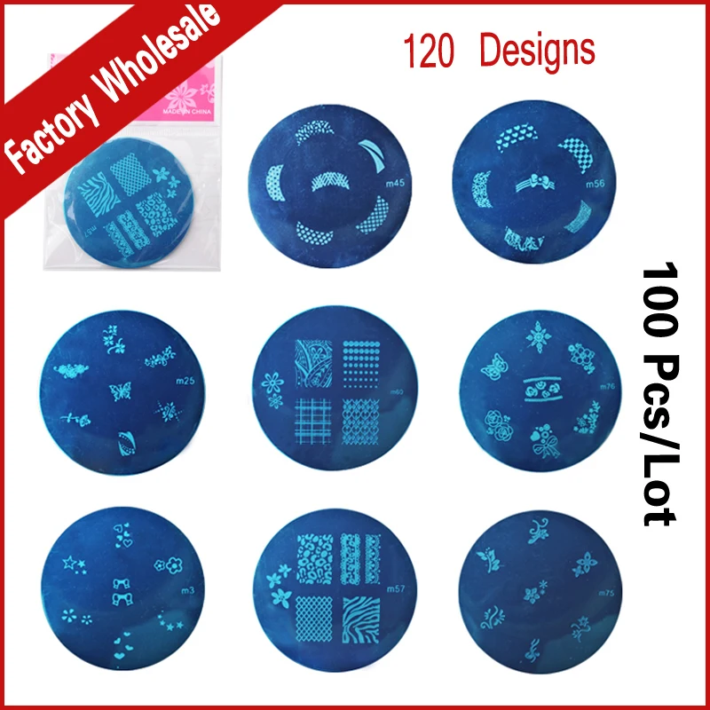 100pcs Stainless Steel 120Designs Nail Art Image Plate Stamp Stamping Polish Print Manicure Nail Template 4pcs christmas halloween owl 4 design stainless steel nail plates nail art image konad print stamp stamping manicure template