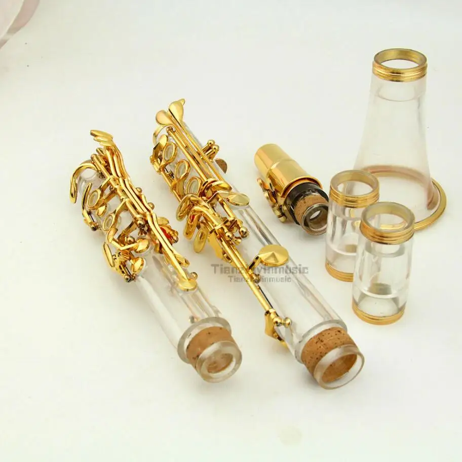 

Clear Bb KEY clarinet kit real gold plated parts case / grease/ cleaning cloth
