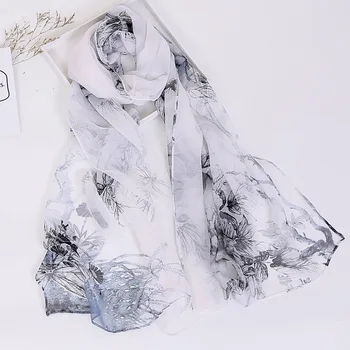 

Fashion silk scarves long Shawl Thin spring and autumn qiaoqi joker with a small scarf sunscreen scarf branch peony scarf