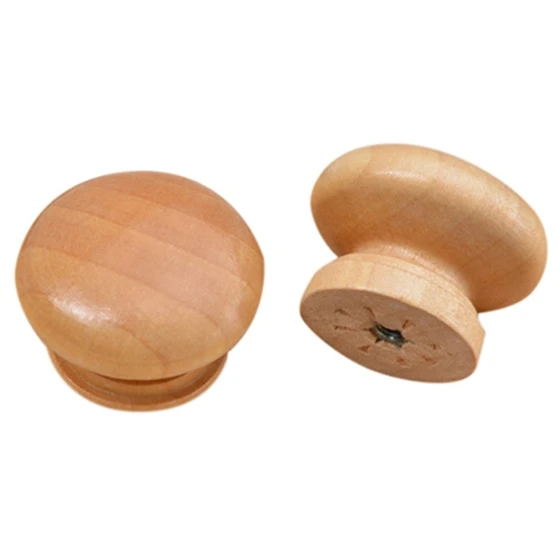 

12Pcs Replacement Pot Wood Color Round Shape Handle Wood Drawer Knobs